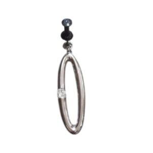 Silver-Tone Drop Pendant – Oval Loop with Crystal Accent